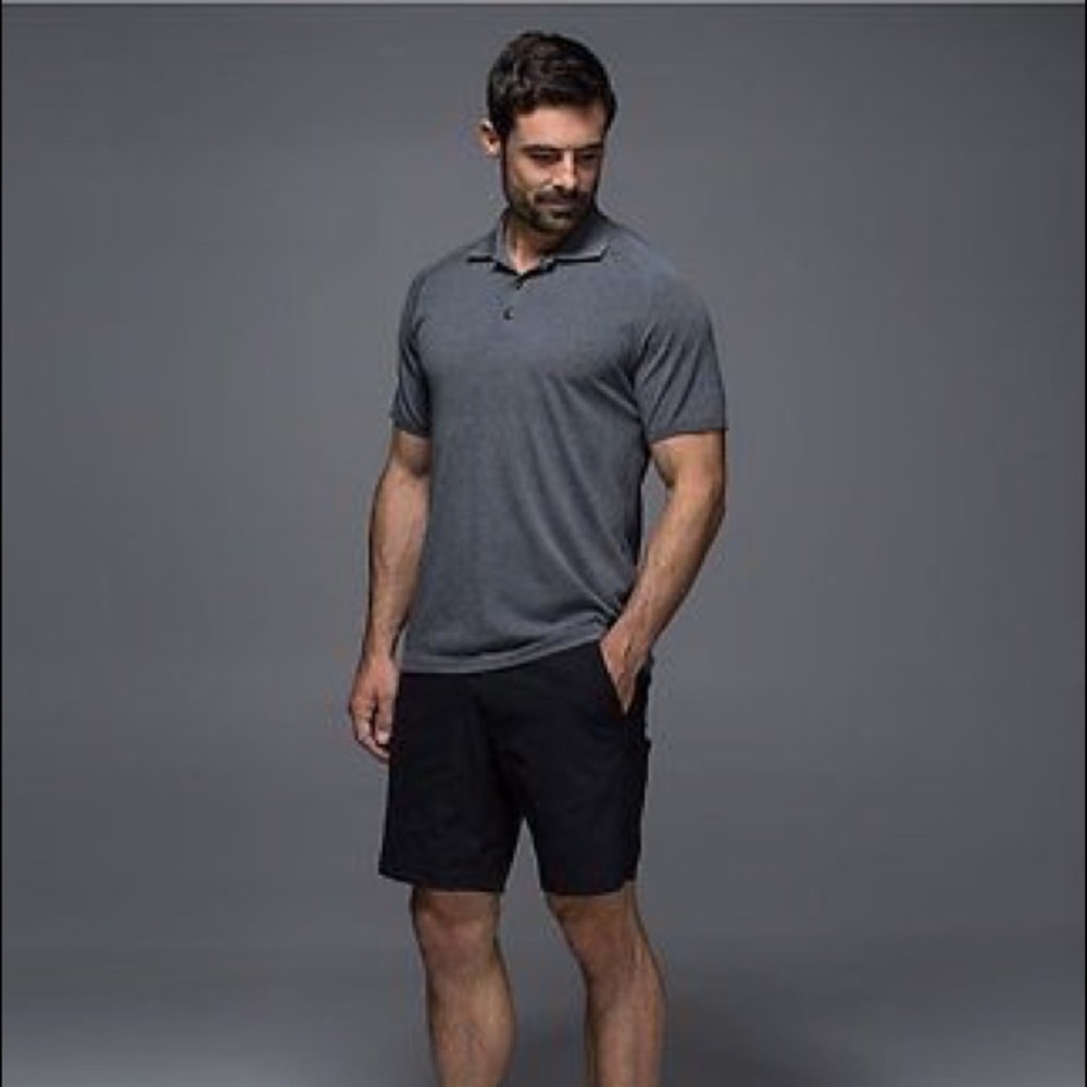 metal vent tech polo - medium - heathered black